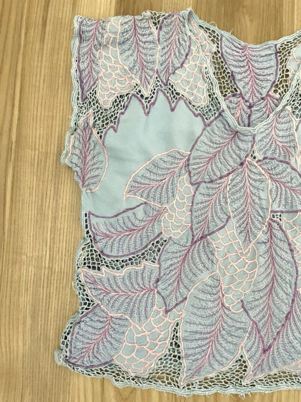 Vintage Lace Cut-Out Bohemian Boho Floral Tropical Cropped Boxy Top size S/M - Picture 2 of 5